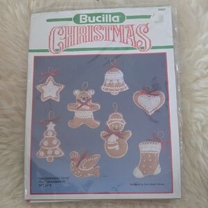 Bucilla Gingerbread Toys Felt Ornaments - Red and White